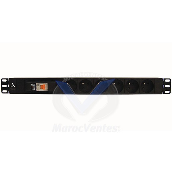 Reglette Alum 19" 6 Prises 2P + T avec Disjoncteur Lande ACLN-PRZSGT1U6P